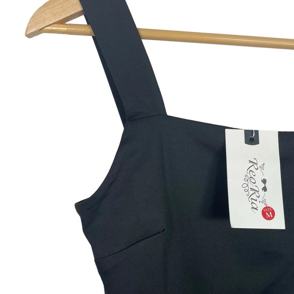 NWT ReoRia Square Neck Wide Strap Bodysuit in Black Size M - Picture 6 of 12